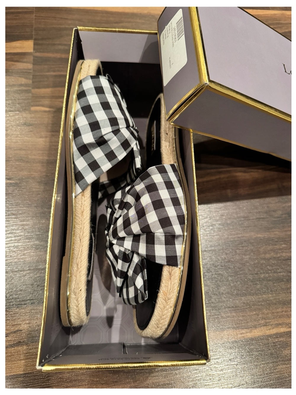 Louise et Cie Black & White Gingham Knot Slides - Picture 2 of 15